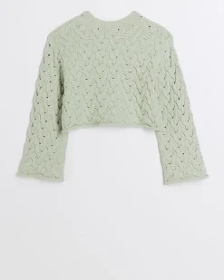 Girls khaki textured jumper