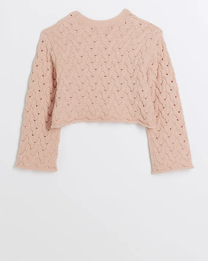 Girls peach textured jumper