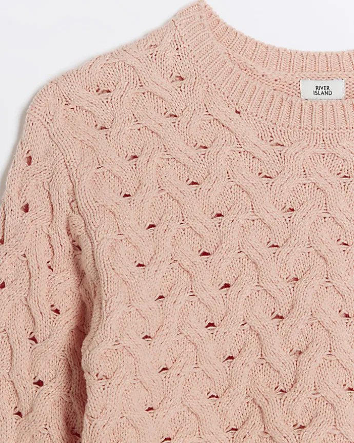 Girls peach textured jumper