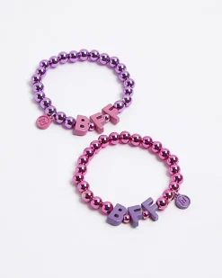 Girls pink BFF beaded bracelets