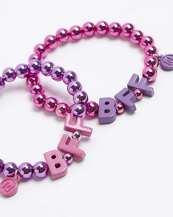 Girls pink BFF beaded bracelets