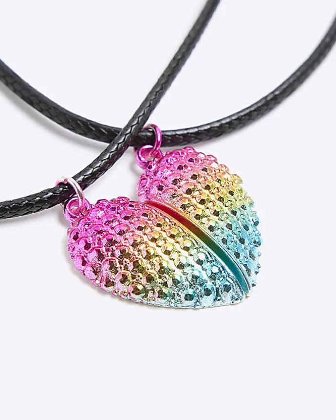 Girls pink BFF Heart necklace