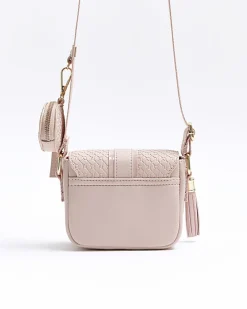 Girls pink embossed RI cross body bag