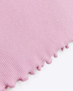 Girls pink embroidered logo Pink crop t-shirt