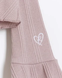 Girls pink frill hem cardigan