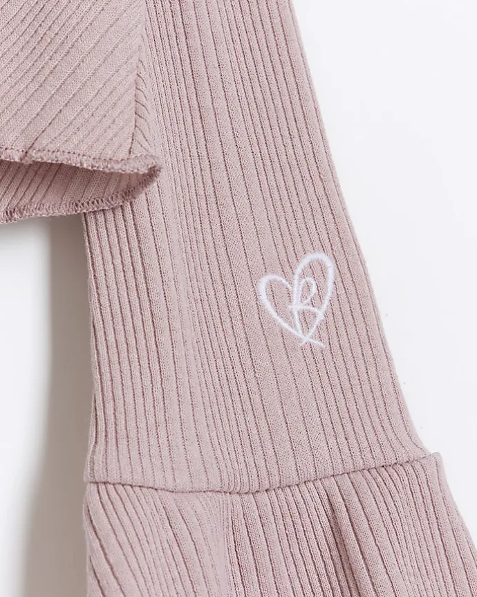 Girls pink frill hem cardigan