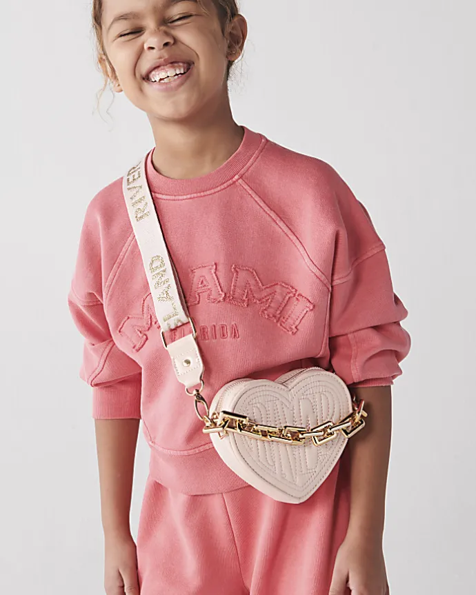 Girls Pink Heart Cross Body Bag