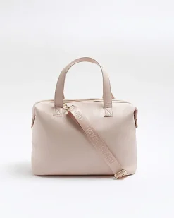 Girls pink heart quilted holdall bag