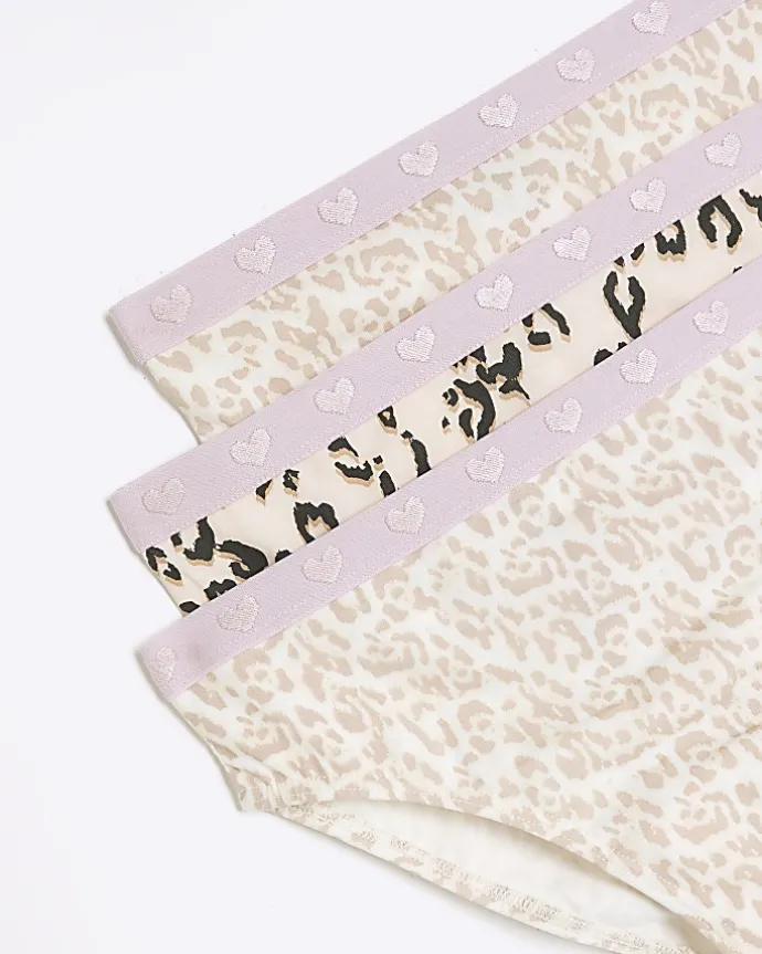 Girls pink leopard briefs 6 pack