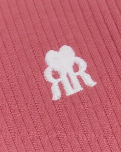 Girls pink long sleeve lettuce hem rib top