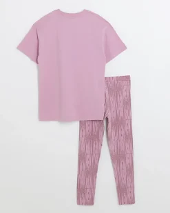 Girls pink New York graphic t-shirt set