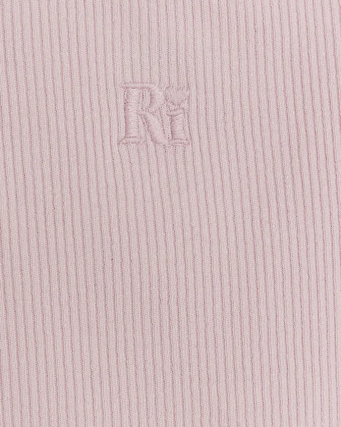 Girls pink rib embroidered logo crop vest
