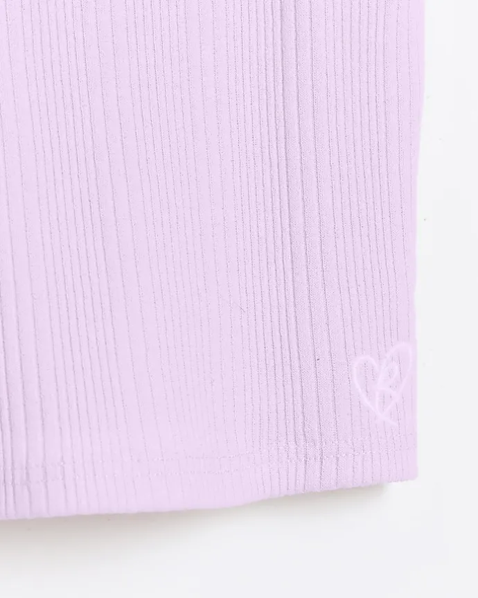 Girls pink ribbed cardigan and cami top set