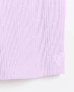Girls pink ribbed cardigan and cami top set