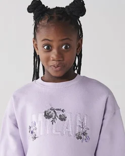 Girls purple sequin graphic sweatshirt