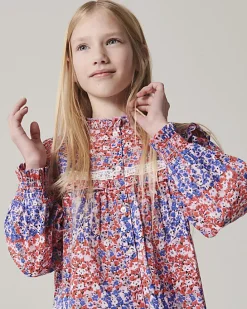 Girls Red floral lace blouse
