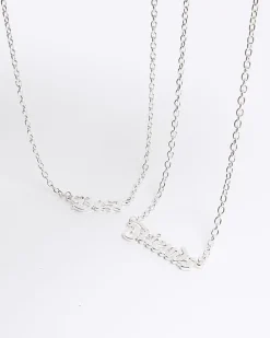Girls silver BFF necklaces