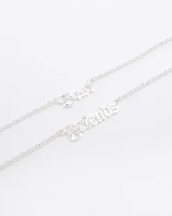 Girls silver BFF necklaces