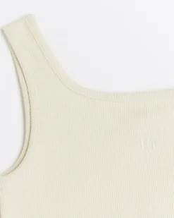Girls stone rib embroidered logo crop vest