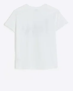 Girls white corsage love t-shirt