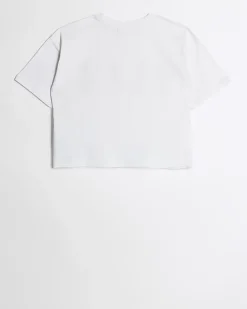 Girls white Elle printed crop t-shirt