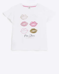 Girls white graphic frill t-shirt