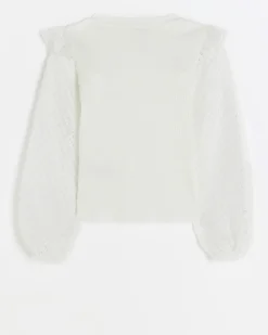 Girls white lace frill blouse