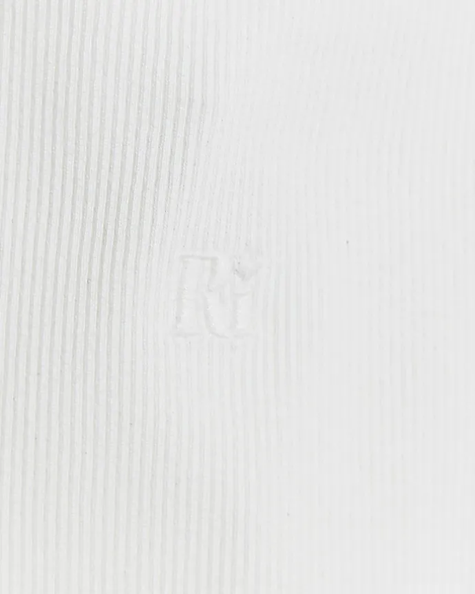 Girls white rib embroidered logo crop vest