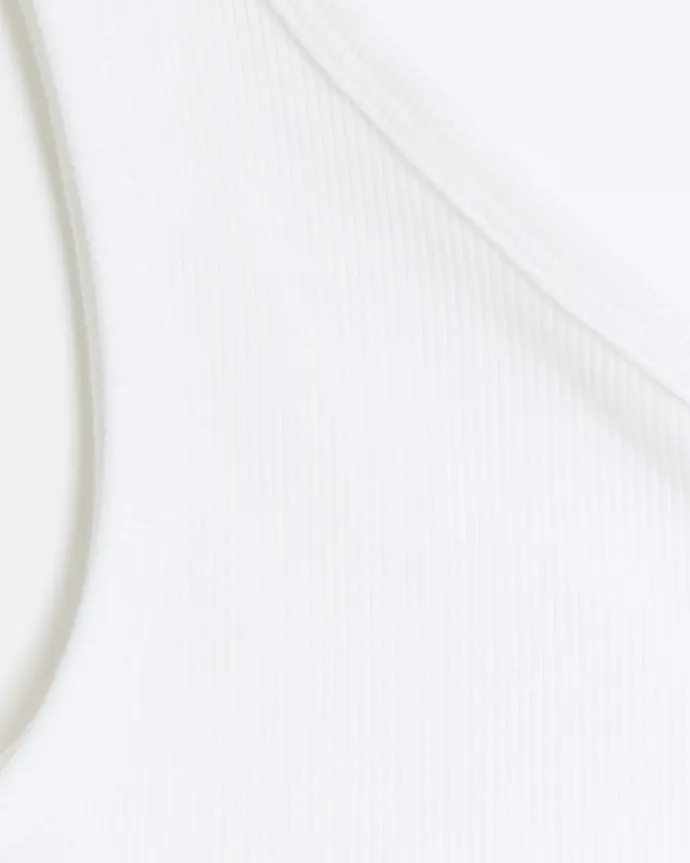 Girls white rib one shoulder vest top