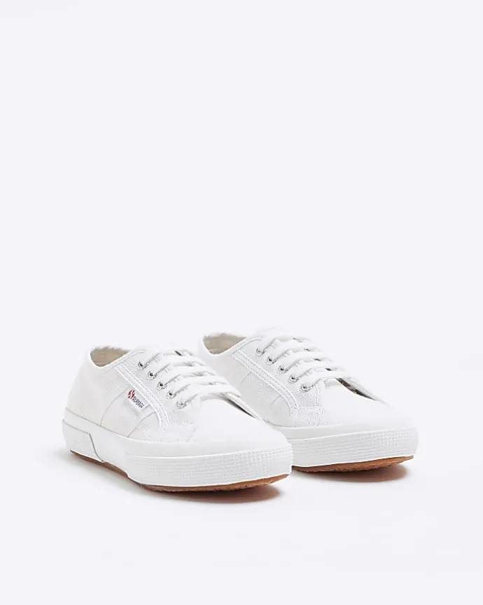 Girls white Superga lace up trainers