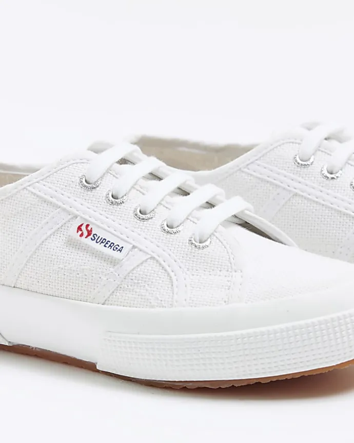 Girls white Superga lace up trainers