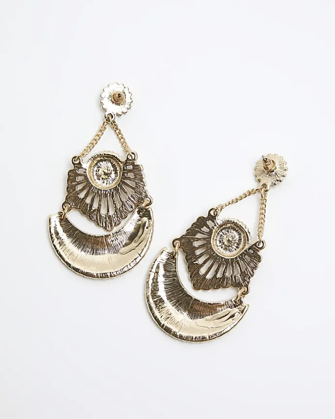 Gold Antique Ethnic Drop Earrings