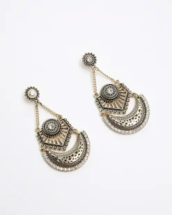 Gold Antique Ethnic Drop Earrings