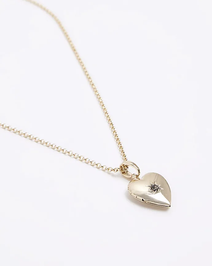 Gold April Birthstone Heart Necklace