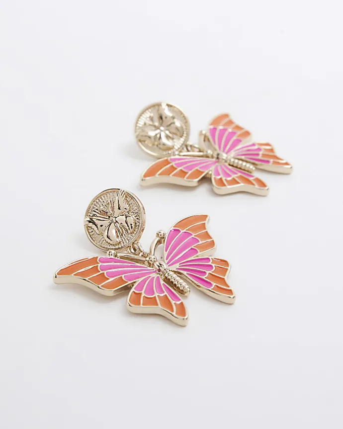 Gold Butterfly Stud Earrings