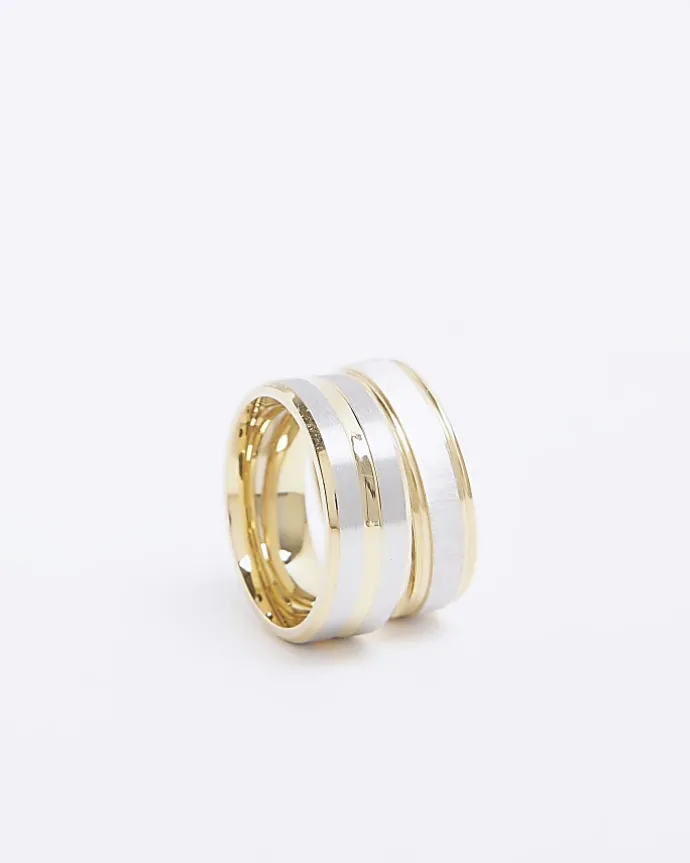 Gold colour stainless steel rings multipack