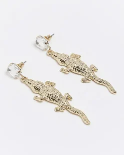 Gold Crocodile Earrings