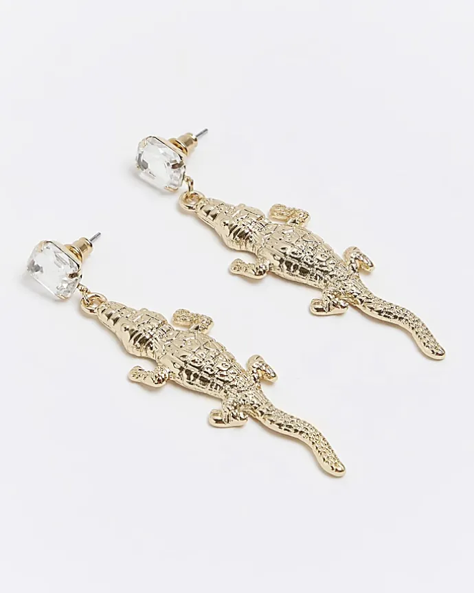 Gold Crocodile Earrings