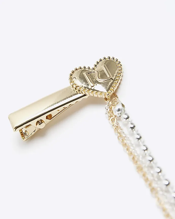 Gold Heart Chain Hair Clip