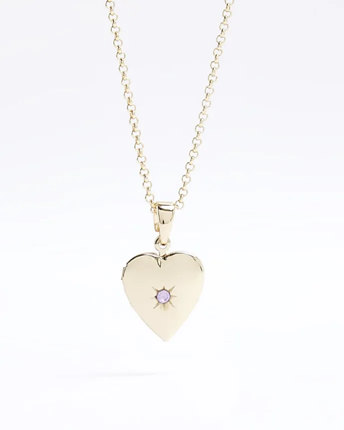 Gold June Birthstone Heart Necklace