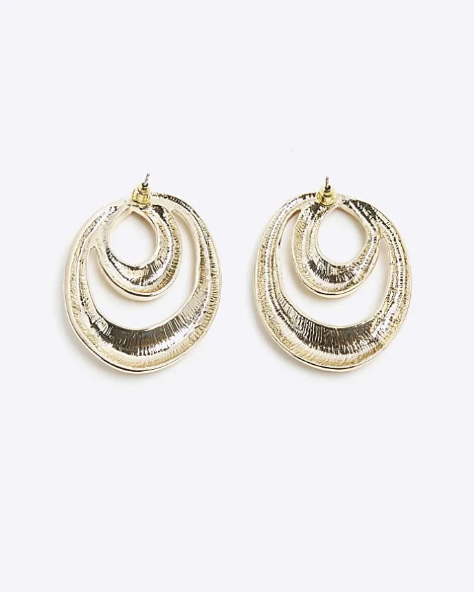 Gold Large Swirl Stud Earrings