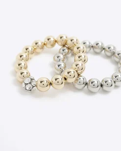 Gold stretch bracelet multipack