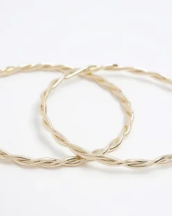 Gold twist hoop earrings