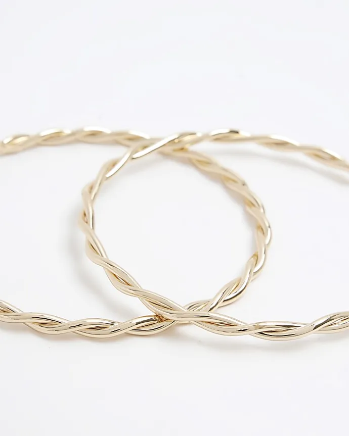Gold twist hoop earrings