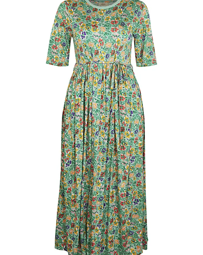 Green floral maternity midi dress