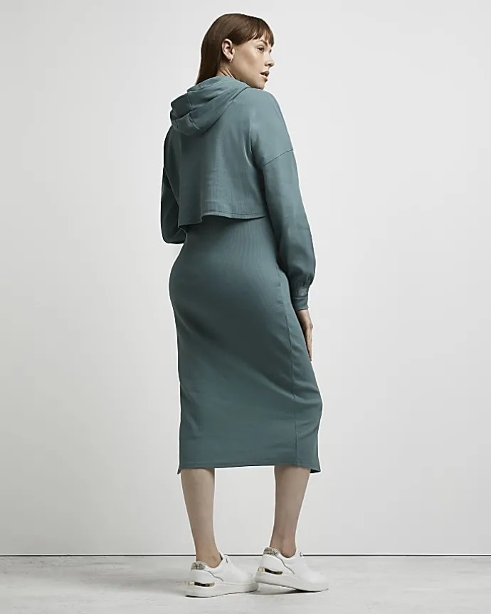 Green maternity dress and jumper set