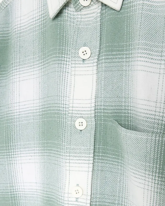 Green regular fit check long sleeve shirt