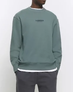 Green regular fit graphic sweatshirt