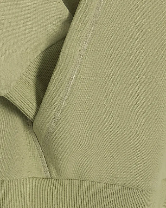Green regular fit plain hoodie