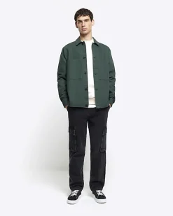 Green regular fit pocket overshirt